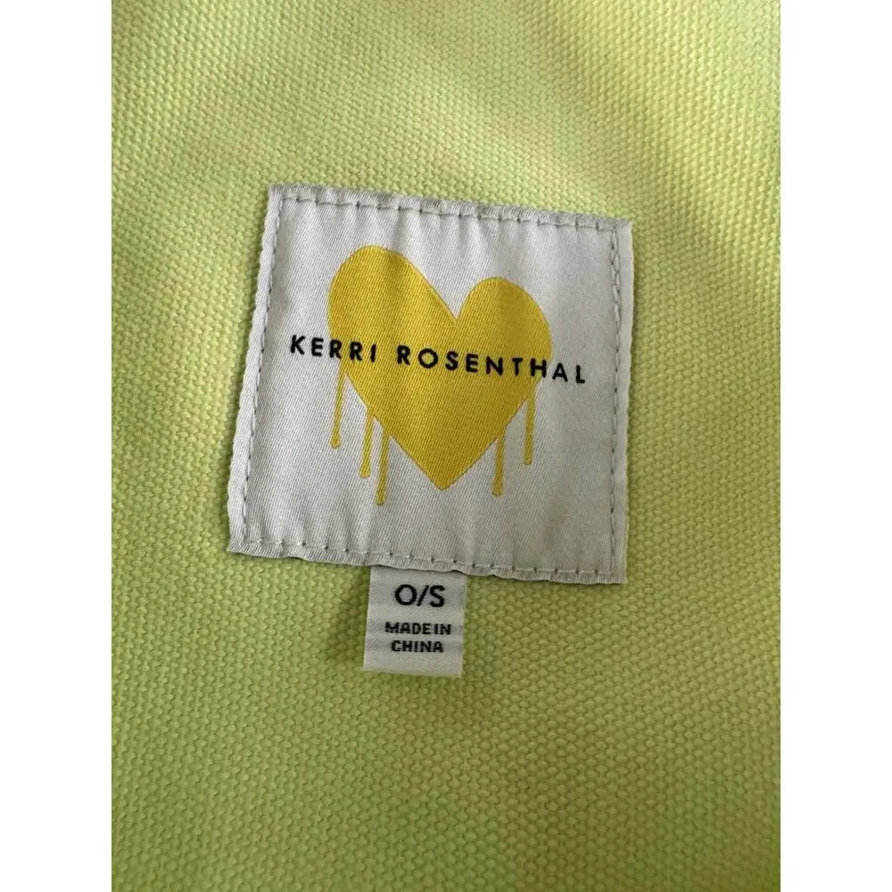 Kerri Rosenthal Bright Yellow Navy Blue Heart Canvas Tote Bag #NE16